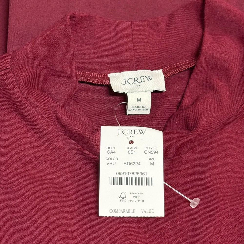 J.Crew Mockneck knit mixed-media dress in dark red size M - Picture 5 of 5